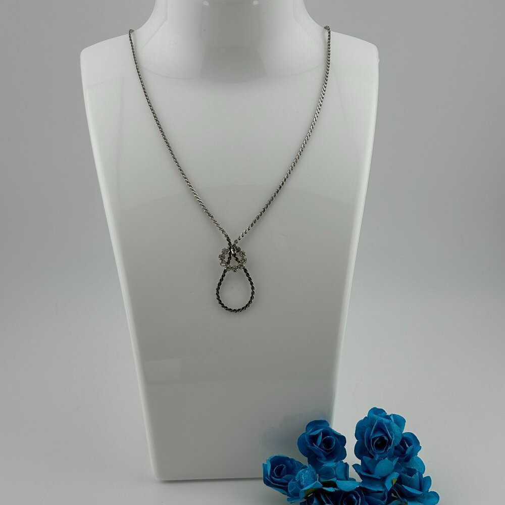 Silver Toned Cubic Zirconia Loop Necklace